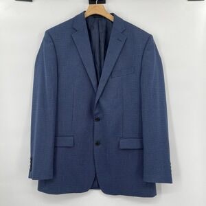 Lauren Ralph Lauren‎ Blazer Mens 42L Blue Wool Houndstooth 2 Button Sport Coat